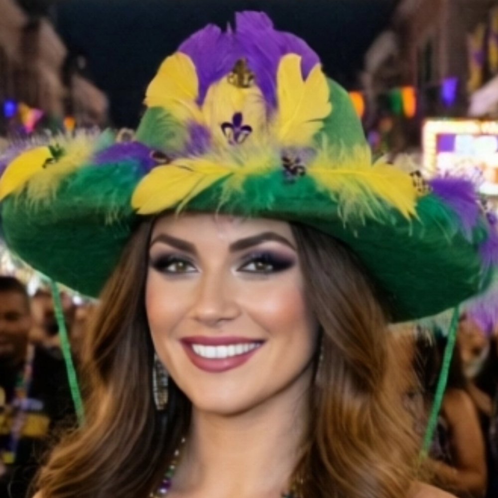 Unisex Mardi Gras Cowboy Hat One Size Fits Most - Picture 5 of 10